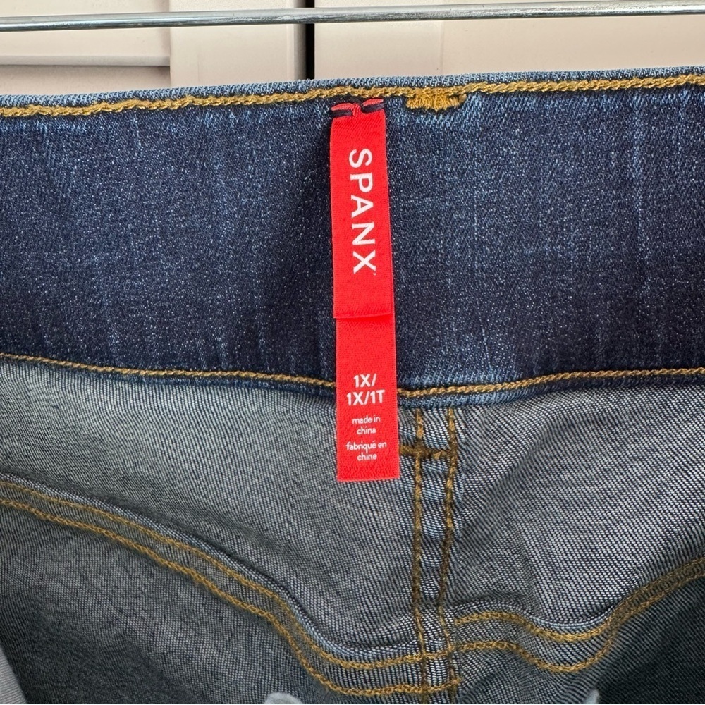 SPANX Ankle High Rise Pull On Skinny Blue Jeans Stretch Shaping Slimming Size 1X - Picture 5 of 8